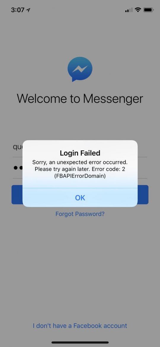 Facebook Messenger din nou picat probleme server