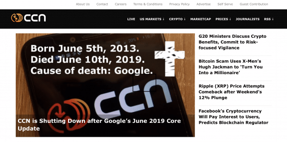 CCN.com, unul dintre cele mai mari site-uri de stiri crypto, se inchide