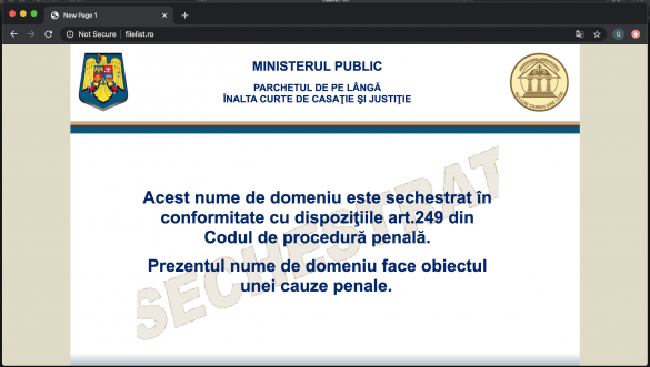 Filelist.ro a fost sechestrat de Parchetul de pe langa Inalta Curte de Casatie si Justitie
